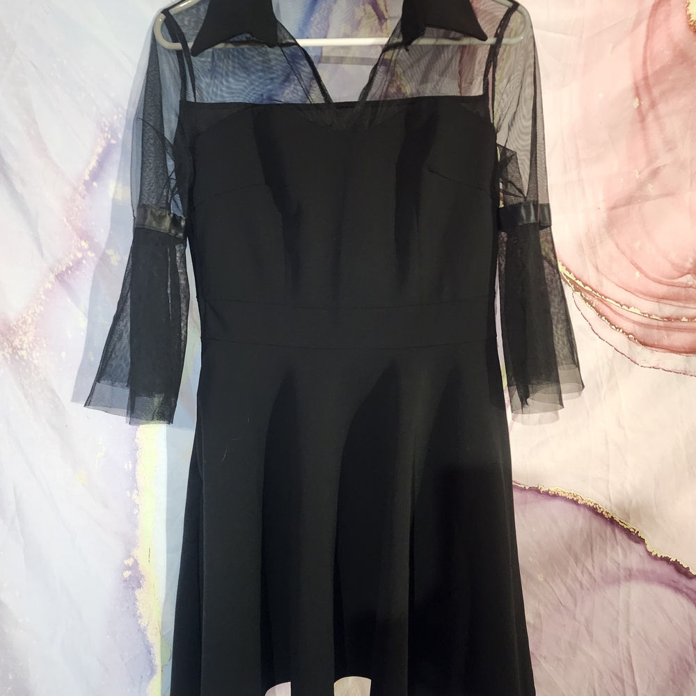 Elegant Black Sheer Sleeve Dress